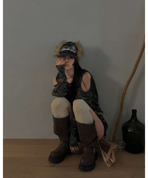 ラスクストラップスラウチドブーツ Rusk Strap Slouched Boots_Brown