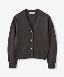 パフスリーブクロップニットカーディガン_チャコール