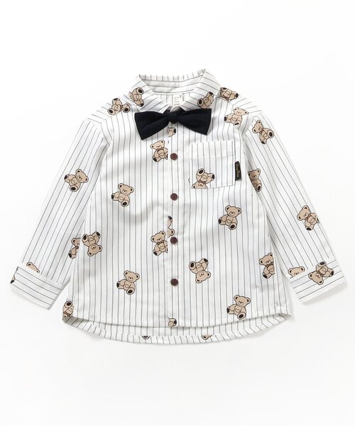 apres les cours（アプレレクール）の「tiny bear フォーマルシャツ（シャツ/ブラウス・キッズ・ストライプ/オフホワイト・90/100/110/120）」の15枚目の写真