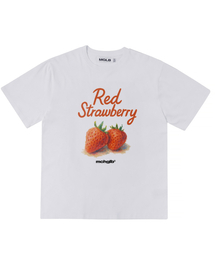 レッドストロベリーオーバーサイズTシャツ(ホワイト)