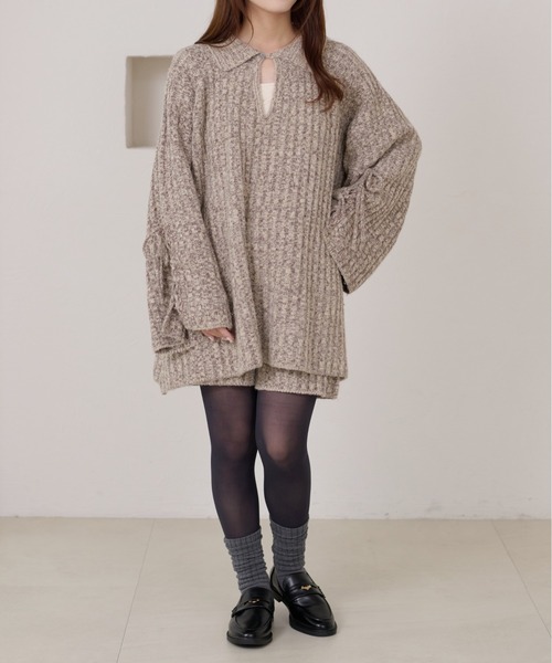 apres jour clair(アプレジュールクレア)の「【apres jour clair】【セットアップ可能】メランジニットショートパンツ(その他パンツ・レディース・アイボリー/チャコールグレー/ベージュ・X-LARGE/フリー)」の19枚目の写真