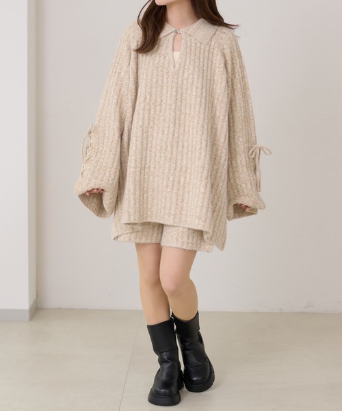 apres jour clair(アプレジュールクレア)の「【apres jour clair】【セットアップ可能】メランジニットショートパンツ(その他パンツ・レディース・アイボリー/チャコールグレー/ベージュ・X-LARGE/フリー)」の10枚目の写真