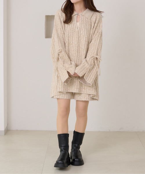 apres jour clair(アプレジュールクレア)の「【apres jour clair】【セットアップ可能】メランジニットショートパンツ(その他パンツ・レディース・アイボリー/チャコールグレー/ベージュ・X-LARGE/フリー)」の11枚目の写真