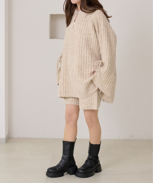 apres jour clair(アプレジュールクレア)の「【apres jour clair】【セットアップ可能】メランジニットショートパンツ(その他パンツ・レディース・アイボリー/チャコールグレー/ベージュ・X-LARGE/フリー)」の12枚目の写真