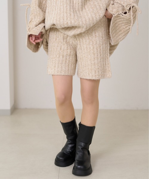 apres jour clair(アプレジュールクレア)の「【apres jour clair】【セットアップ可能】メランジニットショートパンツ(その他パンツ・レディース・アイボリー/チャコールグレー/ベージュ・X-LARGE/フリー)」の6枚目の写真