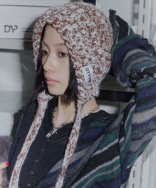 DTYYPE(ドタイプ)の「ミックスニット帽(ニットキャップ/ビーニー・レディース・ブラック/ピンク/ブラウン・FREE)」の3枚目の写真