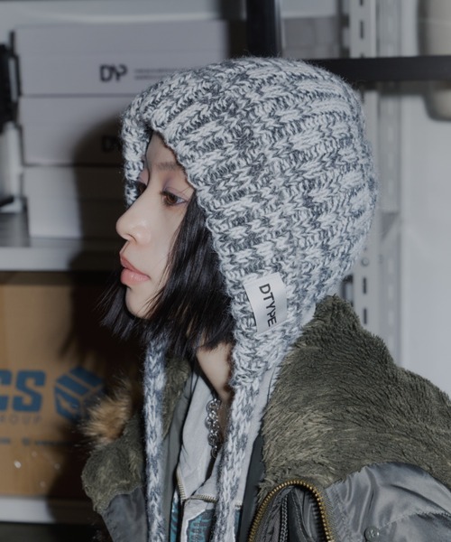 DTYYPE(ドタイプ)の「ミックスニット帽(ニットキャップ/ビーニー・レディース・ブラック/ピンク/ブラウン・FREE)」の2枚目の写真