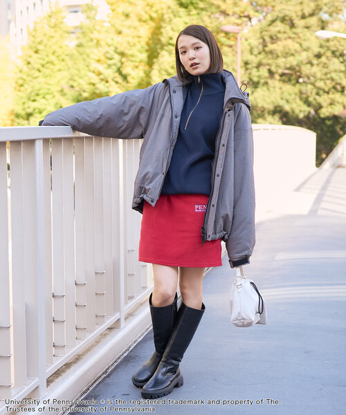 FREAK'S STORE(フリークスストア)の「カレッジロゴ フリース ミニスカート<セットアップ対応>(スカート・レディース・ネイビー/チャコール/レッド・フリ-)」の4枚目の写真