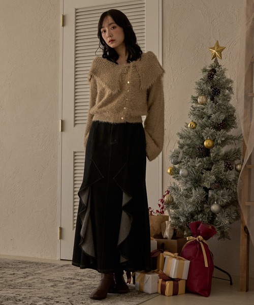 glitter wide collar knit / グリッターワイドカラーニット（ニット
