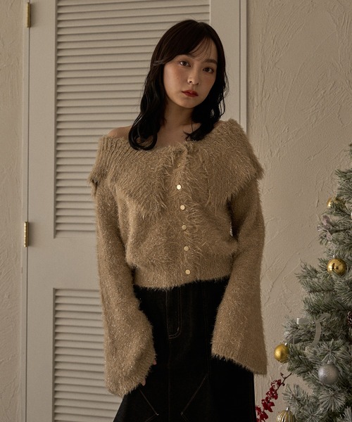 glitter wide collar knit / グリッターワイドカラーニット（ニット