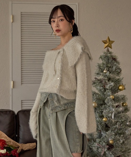 glitter wide collar knit / グリッターワイドカラーニット（ニット