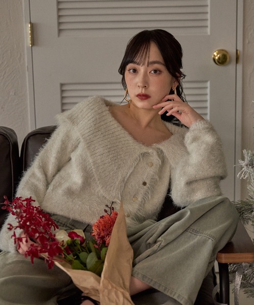 glitter wide collar knit / グリッターワイドカラーニット（ニット