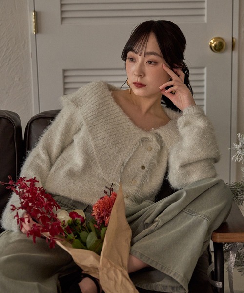 glitter wide collar knit / グリッターワイドカラーニット（ニット