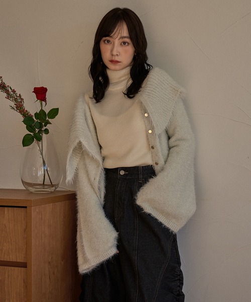 glitter wide collar knit / グリッターワイドカラーニット（ニット