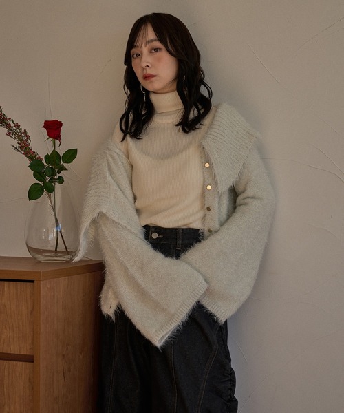 glitter wide collar knit / グリッターワイドカラーニット（ニット