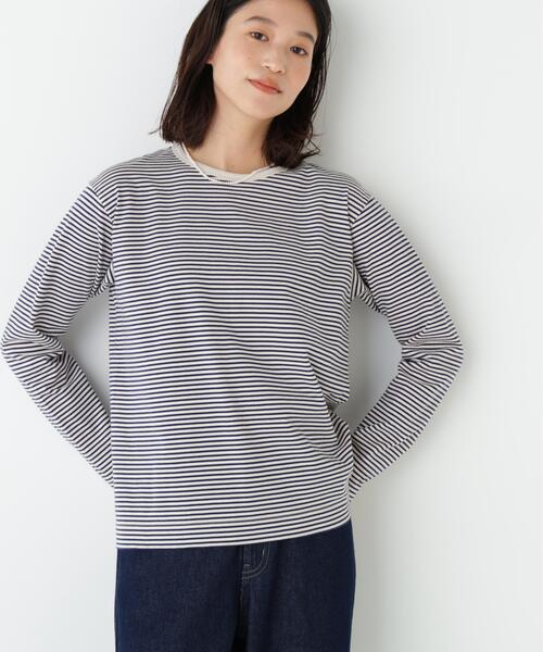 human woman(ヒューマンウーマン)の「◆マルチボーダーロンT(Tシャツ/カットソー・レディース・ダークインディゴブルー/ホワイト系その他3・MEDIUM)」の2枚目の写真