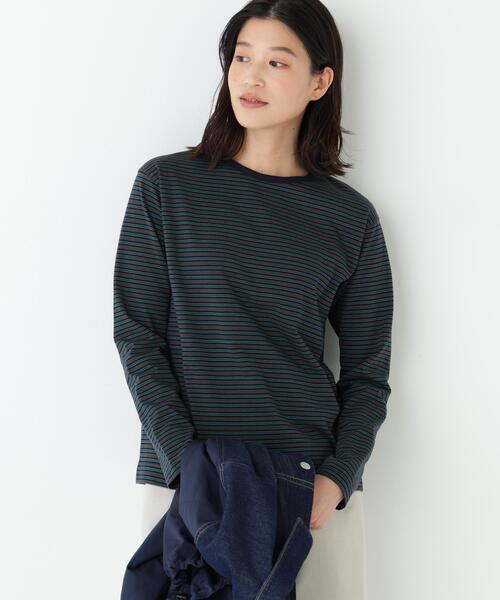 human woman(ヒューマンウーマン)の「◆マルチボーダーロンT(Tシャツ/カットソー・レディース・ダークインディゴブルー/ホワイト系その他3・MEDIUM)」の1枚目の写真