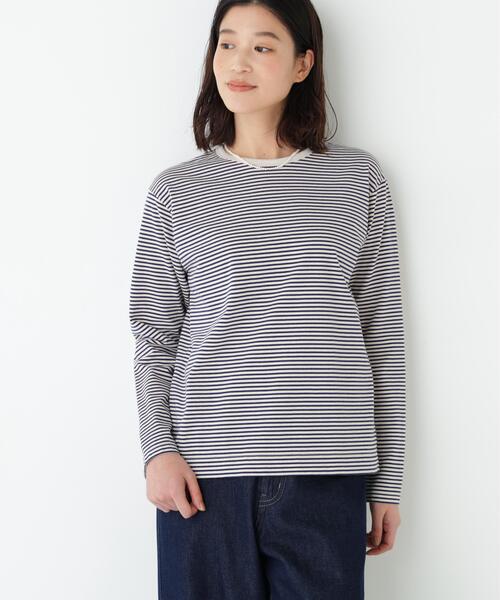 human woman(ヒューマンウーマン)の「◆マルチボーダーロンT(Tシャツ/カットソー・レディース・ダークインディゴブルー/ホワイト系その他3・MEDIUM)」の12枚目の写真