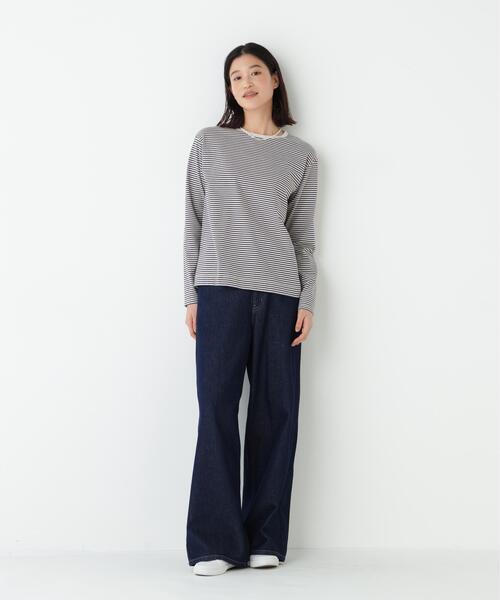 human woman(ヒューマンウーマン)の「◆マルチボーダーロンT(Tシャツ/カットソー・レディース・ダークインディゴブルー/ホワイト系その他3・MEDIUM)」の13枚目の写真