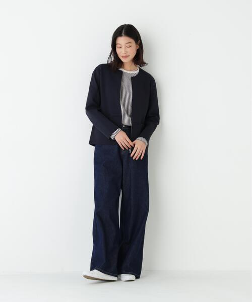 human woman(ヒューマンウーマン)の「◆マルチボーダーロンT(Tシャツ/カットソー・レディース・ダークインディゴブルー/ホワイト系その他3・MEDIUM)」の14枚目の写真