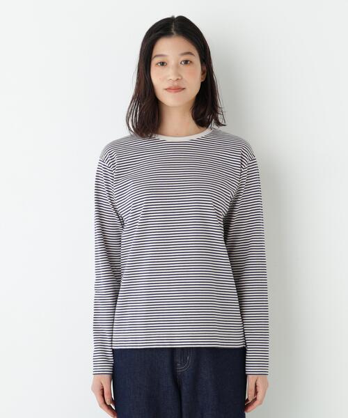 human woman(ヒューマンウーマン)の「◆マルチボーダーロンT(Tシャツ/カットソー・レディース・ダークインディゴブルー/ホワイト系その他3・MEDIUM)」の15枚目の写真