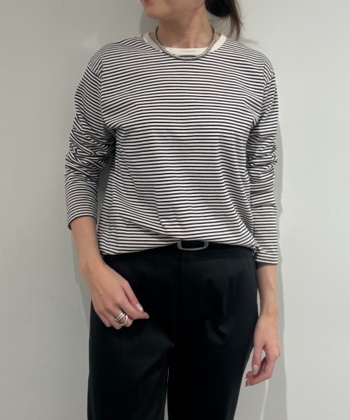 human woman(ヒューマンウーマン)の「◆マルチボーダーロンT(Tシャツ/カットソー・レディース・ダークインディゴブルー/ホワイト系その他3・MEDIUM)」の8枚目の写真