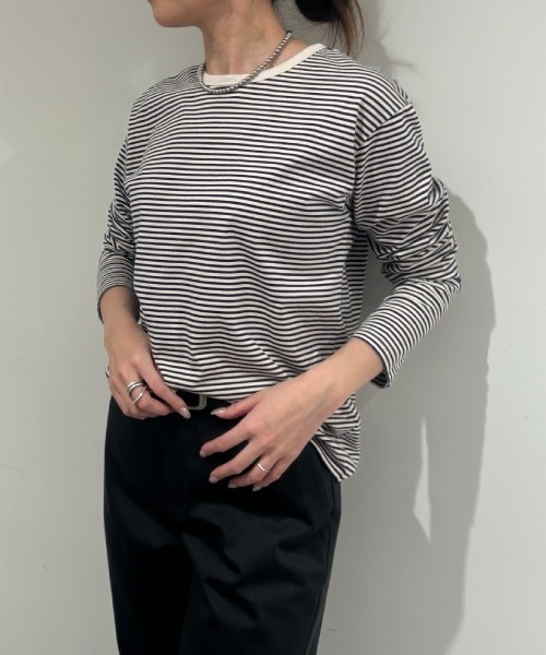 human woman(ヒューマンウーマン)の「◆マルチボーダーロンT(Tシャツ/カットソー・レディース・ダークインディゴブルー/ホワイト系その他3・MEDIUM)」の9枚目の写真