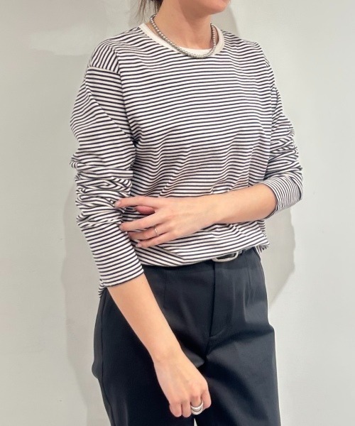 human woman(ヒューマンウーマン)の「◆マルチボーダーロンT(Tシャツ/カットソー・レディース・ダークインディゴブルー/ホワイト系その他3・MEDIUM)」の10枚目の写真