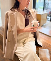 NOLLEY'S（ノーリーズ）の「《セットアップ対応》ウォッシャブルハイスペック麻調ダブルジャケット（テーラードジャケット）」