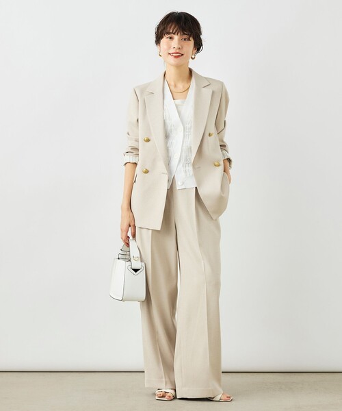 NOLLEY’S（ノーリーズ）の「《セットアップ対応》ウォッシャブルハイスペック麻調ダブルジャケット（テーラードジャケット・レディース・キャメル/ベージュ/ネイビー・40/38/36）」の4枚目の写真