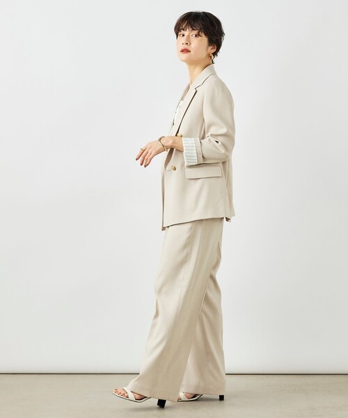 NOLLEY’S（ノーリーズ）の「《セットアップ対応》ウォッシャブルハイスペック麻調ダブルジャケット（テーラードジャケット・レディース・キャメル/ベージュ/ネイビー・40/38/36）」の6枚目の写真