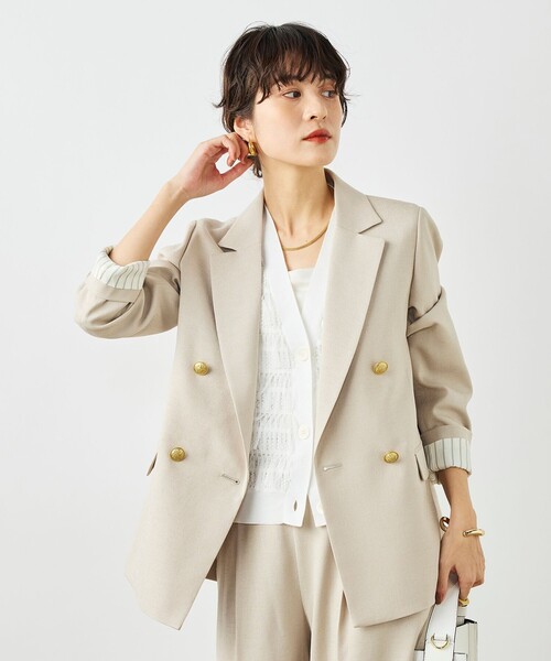 NOLLEY’S（ノーリーズ）の「《セットアップ対応》ウォッシャブルハイスペック麻調ダブルジャケット（テーラードジャケット・レディース・キャメル/ベージュ/ネイビー・40/38/36）」の9枚目の写真