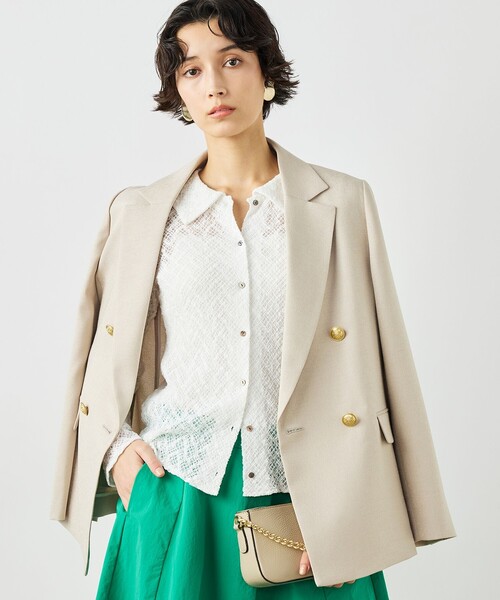 NOLLEY’S（ノーリーズ）の「《セットアップ対応》ウォッシャブルハイスペック麻調ダブルジャケット（テーラードジャケット・レディース・キャメル/ベージュ/ネイビー・40/38/36）」の14枚目の写真