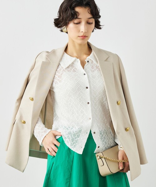 NOLLEY’S（ノーリーズ）の「《セットアップ対応》ウォッシャブルハイスペック麻調ダブルジャケット（テーラードジャケット・レディース・キャメル/ベージュ/ネイビー・40/38/36）」の15枚目の写真