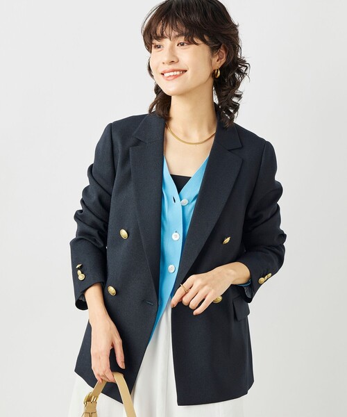 NOLLEY’S（ノーリーズ）の「《セットアップ対応》ウォッシャブルハイスペック麻調ダブルジャケット（テーラードジャケット・レディース・キャメル/ベージュ/ネイビー・40/38/36）」の19枚目の写真