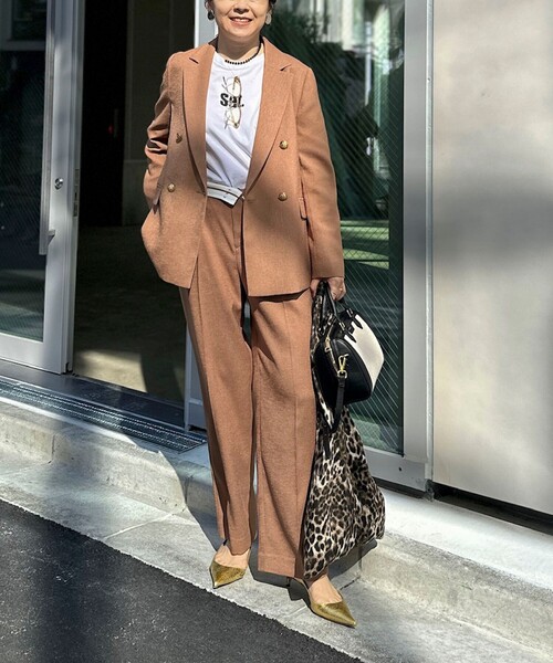 NOLLEY’S(ノーリーズ)の「《セットアップ対応》ウォッシャブルハイスペック麻調ダブルジャケット(テーラードジャケット・レディース・キャメル/ベージュ/ネイビー・40/38/36)」の16枚目の写真