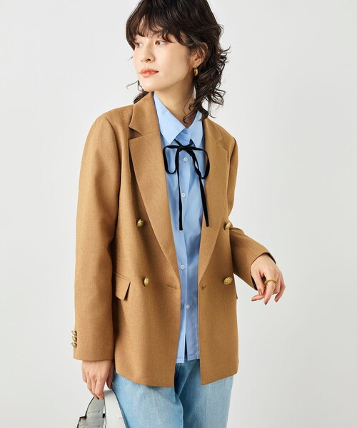 NOLLEY’S(ノーリーズ)の「《セットアップ対応》ウォッシャブルハイスペック麻調ダブルジャケット(テーラードジャケット・レディース・キャメル/ベージュ/ネイビー・40/38/36)」の14枚目の写真