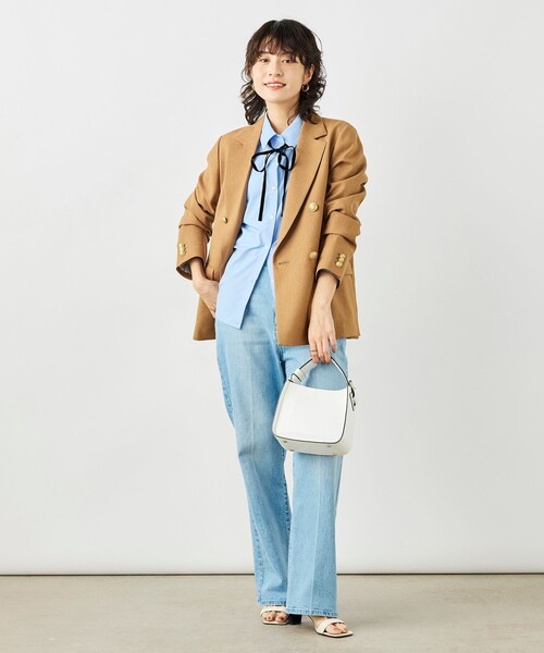 NOLLEY’S(ノーリーズ)の「《セットアップ対応》ウォッシャブルハイスペック麻調ダブルジャケット(テーラードジャケット・レディース・キャメル/ベージュ/ネイビー・40/38/36)」の11枚目の写真