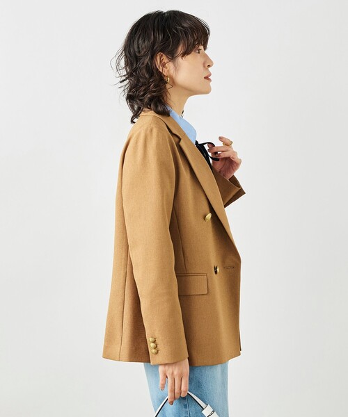 NOLLEY’S(ノーリーズ)の「《セットアップ対応》ウォッシャブルハイスペック麻調ダブルジャケット(テーラードジャケット・レディース・キャメル/ベージュ/ネイビー・40/38/36)」の7枚目の写真