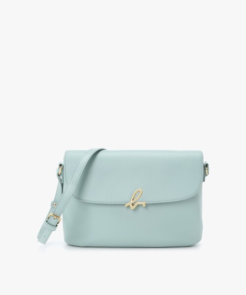 agnes.b 巾着　ショルダーバッグ　アリス　牛床革　ブルー セール】レザー スモール ショルダーバッグ 