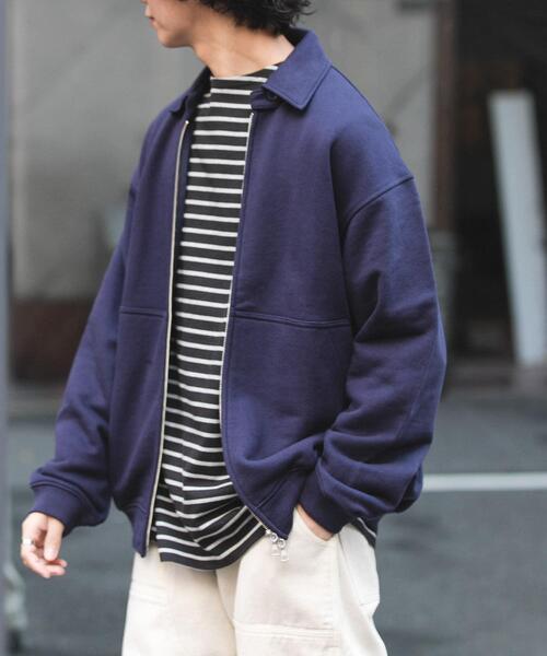 FORK&SPOON（フォークアンドスプーン）の「FORK&SPOON　ジップスウェットカーディガン（カーディガン/ボレロ・メンズ・オートミール/ネイビー・4/5）」の2枚目の写真