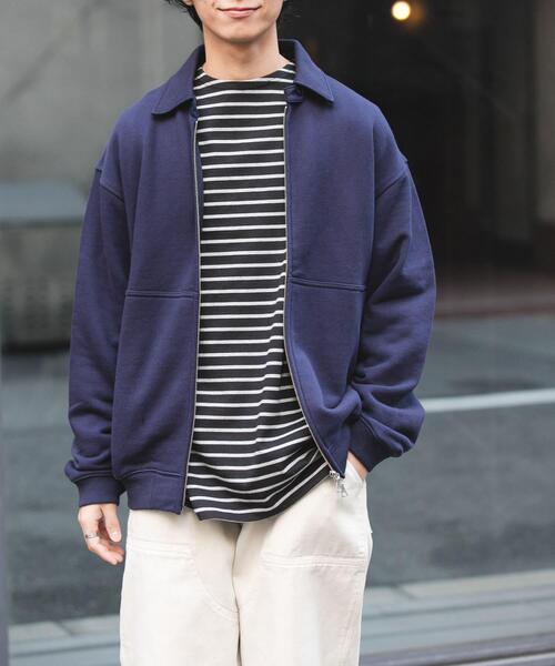 FORK&SPOON（フォークアンドスプーン）の「FORK&SPOON　ジップスウェットカーディガン（カーディガン/ボレロ・メンズ・オートミール/ネイビー・4/5）」の3枚目の写真