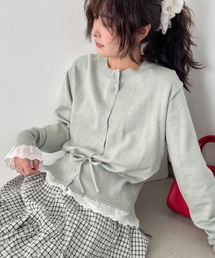 SOLLON.（ソルロン）の「コットンレースリボンリブカーディガン（カーディガン/ボレロ）」
