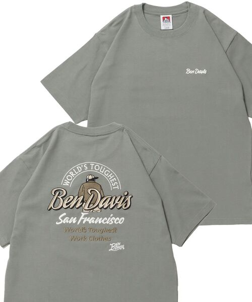 BEN DAVIS（ベンデイビス）の「【BEN DAVIS（ベンデイビス）】BD LABEL EMB TEE / Tシャツ クルーネック  ワンポイント シンプル ユニセックス（Tシャツ/カットソー・メンズ・チャコール/グリーン系その他4/ホワイト・LARGE/MEDIUM/X-LARGE）」の3枚目の写真