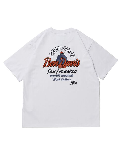 BEN DAVIS（ベンデイビス）の「【BEN DAVIS（ベンデイビス）】BD LABEL EMB TEE / Tシャツ クルーネック  ワンポイント シンプル ユニセックス（Tシャツ/カットソー・メンズ・チャコール/グリーン系その他4/ホワイト・LARGE/MEDIUM/X-LARGE）」の4枚目の写真