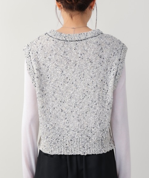 Bab（バブ）の「MIX編みラインニットトップス（ベスト・レディース・アイボリー/ブラック・FREE）」の16枚目の写真