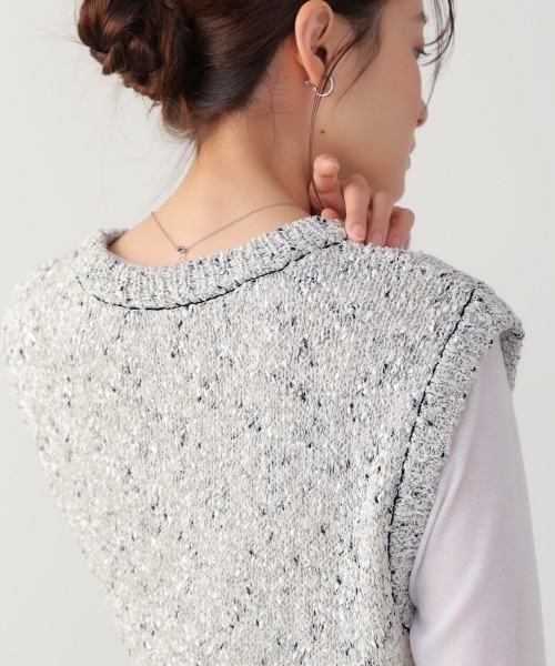 Bab（バブ）の「MIX編みラインニットトップス（ベスト・レディース・アイボリー/ブラック・FREE）」の18枚目の写真