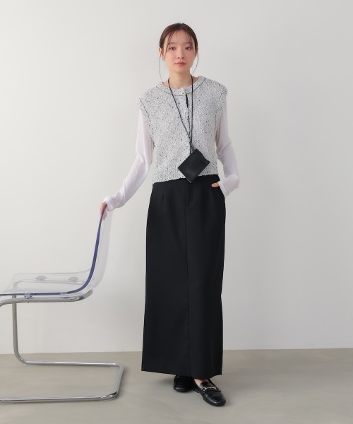 Bab（バブ）の「MIX編みラインニットトップス（ベスト・レディース・アイボリー/ブラック・FREE）」の19枚目の写真