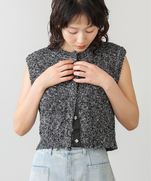 Bab（バブ）の「MIX編みラインニットトップス（ベスト・レディース・アイボリー/ブラック・FREE）」の22枚目の写真