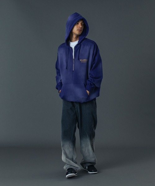 XLARGE（エクストララージ）の「HALF ZIP UP HOODED SWEATSHIRT（パーカー・メンズ・パープル/ブラック/ネイビー・XL/L/M/S）」の5枚目の写真